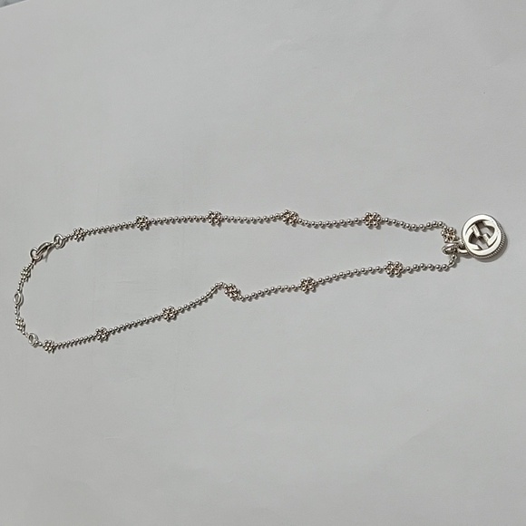 GUCCI STERLING SILVER  INTERLOCKING G CLUSTER CHAIN NECKLACE - Picture 7 of 7